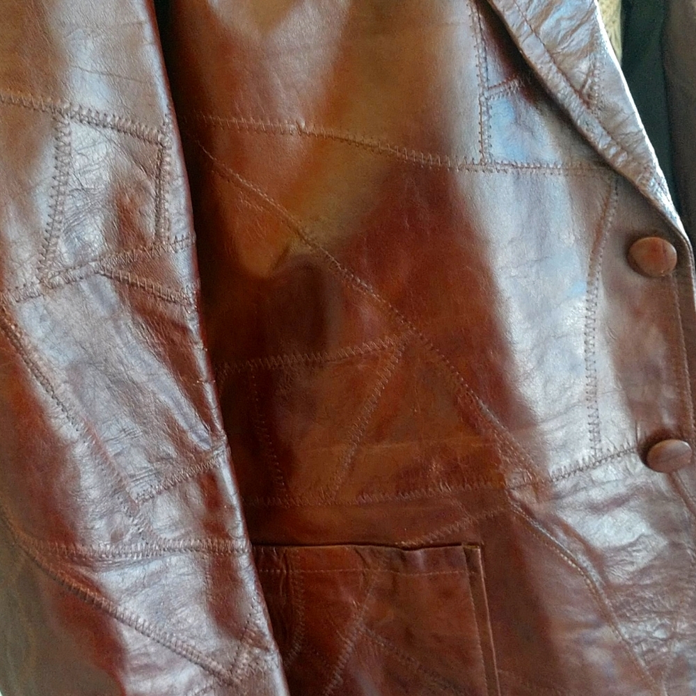 Vintage Brown Patch Work Leather Jacket. - image 6
